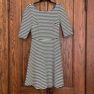 Striped A-line, 3/4 sleeve dress